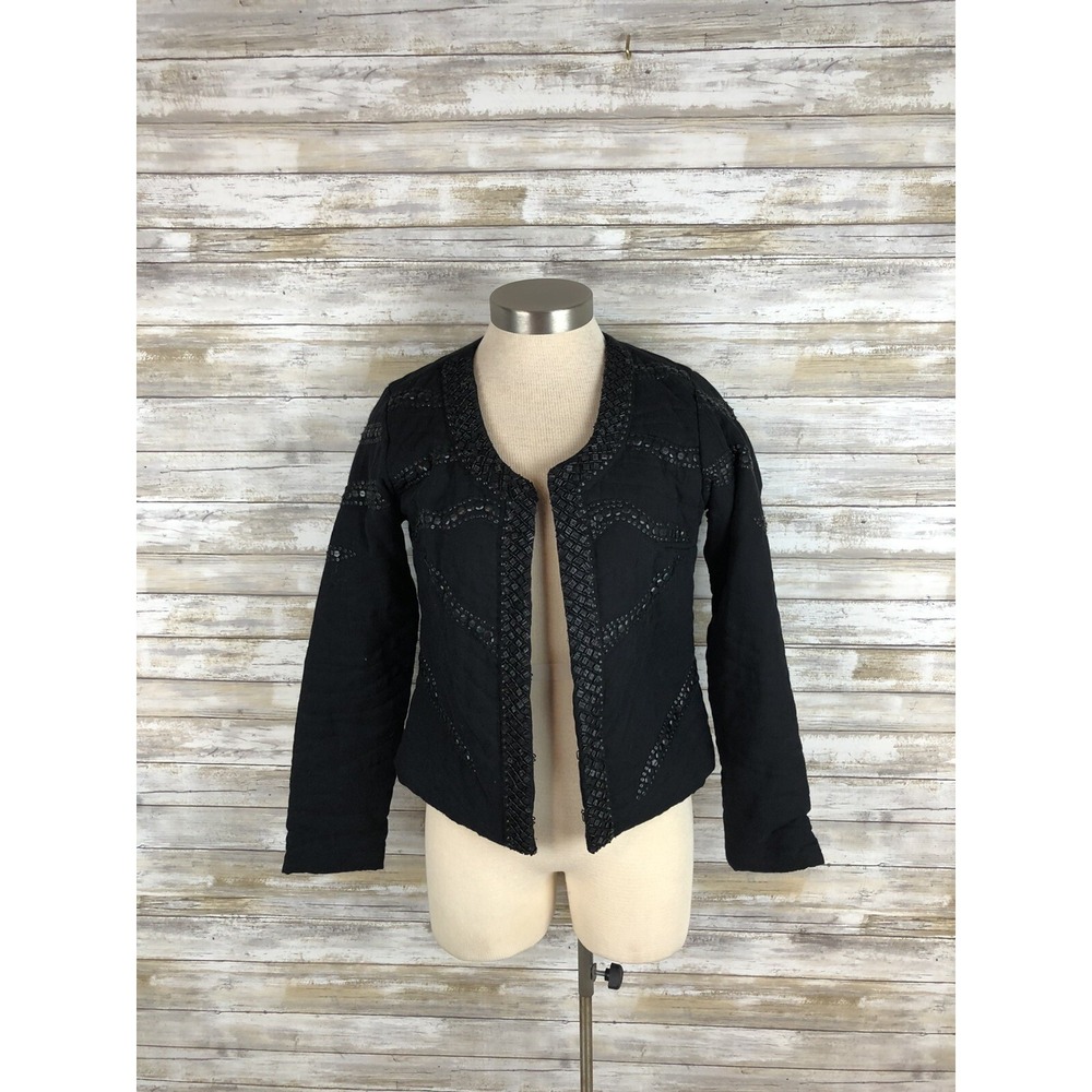Malvin Hamburg  Jacket Women's Black Quilted Sequin Jacket/Blazer‎ Size 6
